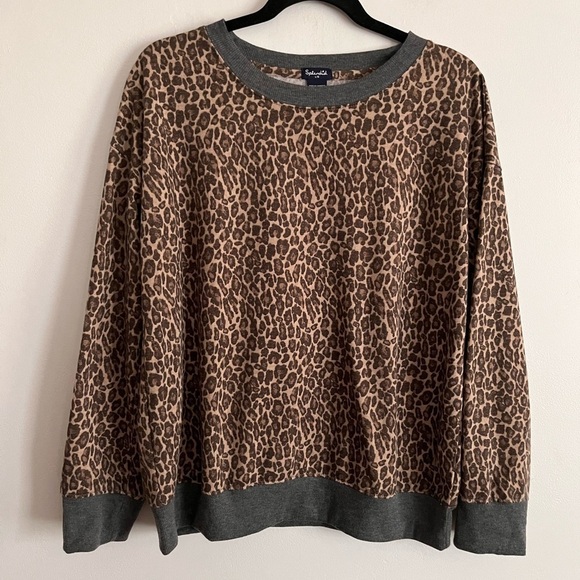 Splendid Tops - Splendid Leopard Print Loungewear Crew Neck Pullover